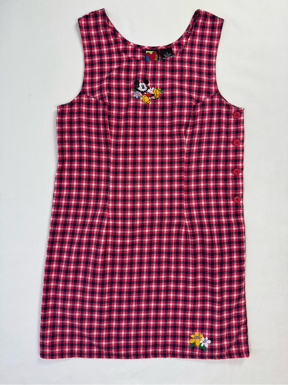 Vintage Disney 90’s Mickey Unlimited Red White Plaid Mini Dress